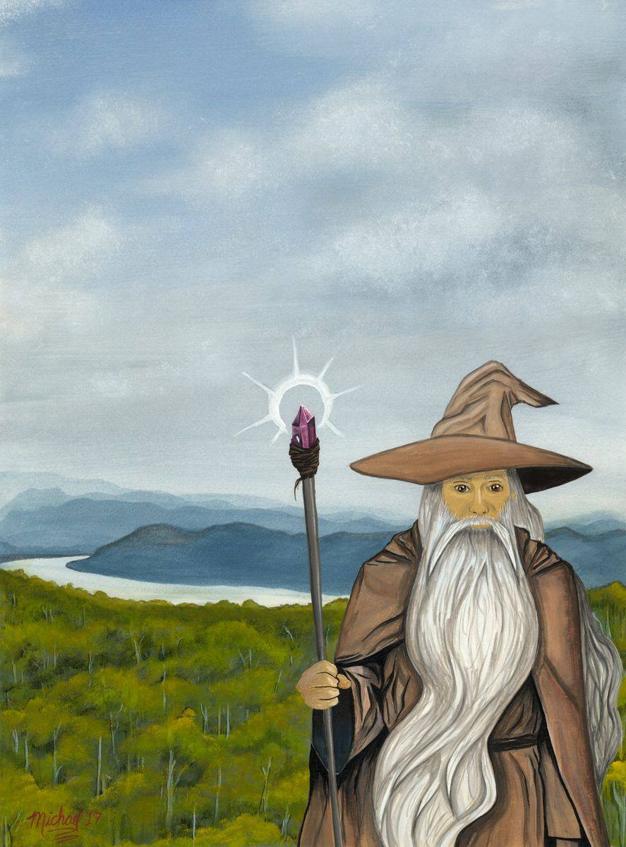 The Wizard, an original fantasy watercolor painting by Michael Lombardi