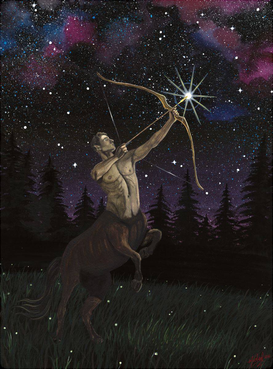 The Centaur, an original fantasy watercolor painting by Michael Lombardi