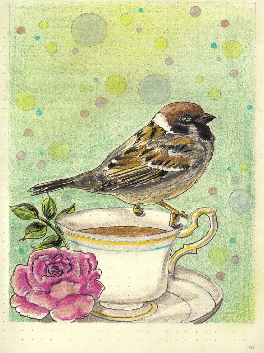 Tea Time, an original colored pencil and mixed media artwork by Michael Lombardi