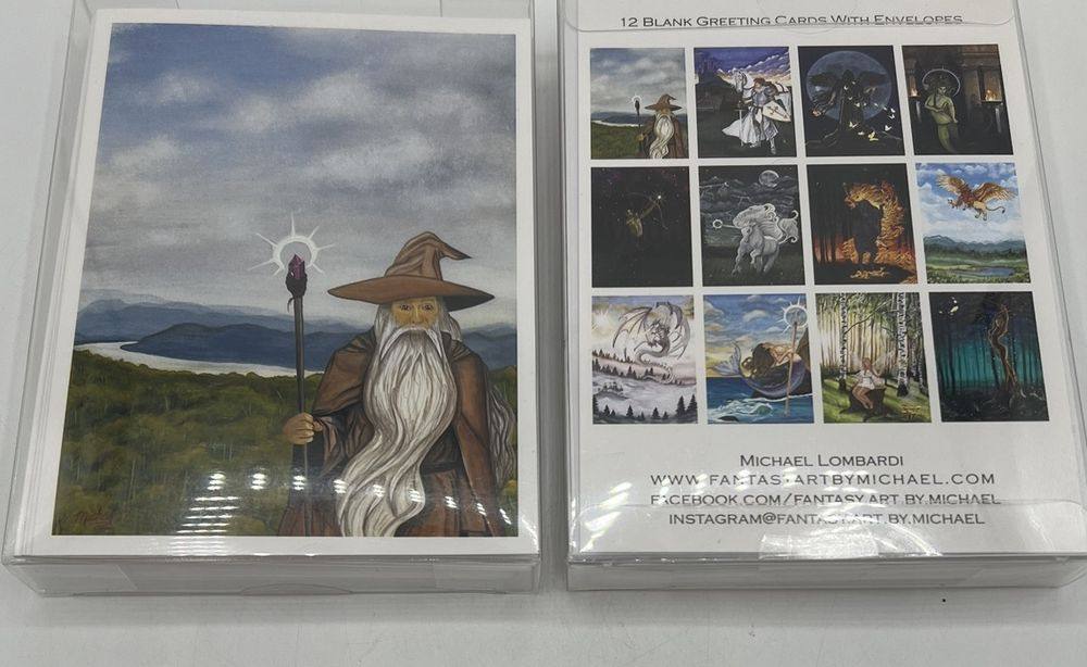 Fantasy greeting card pack in its clear box