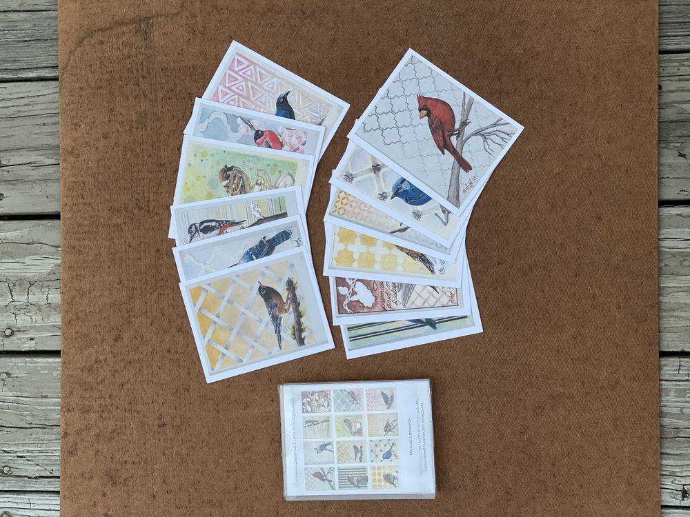 Bird greeting card pack with fanned cards