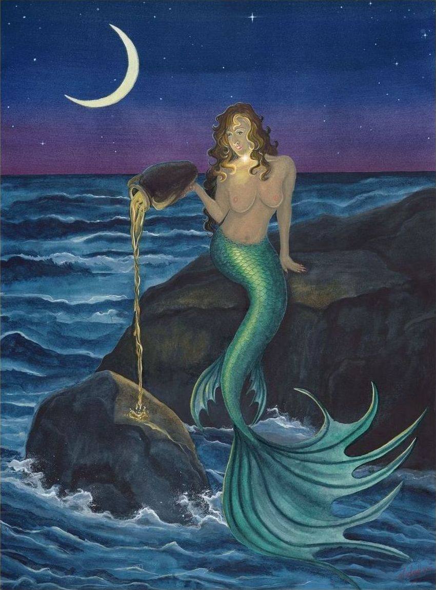 The Siren, an original fantasy watercolor painting by Michael Lombardi