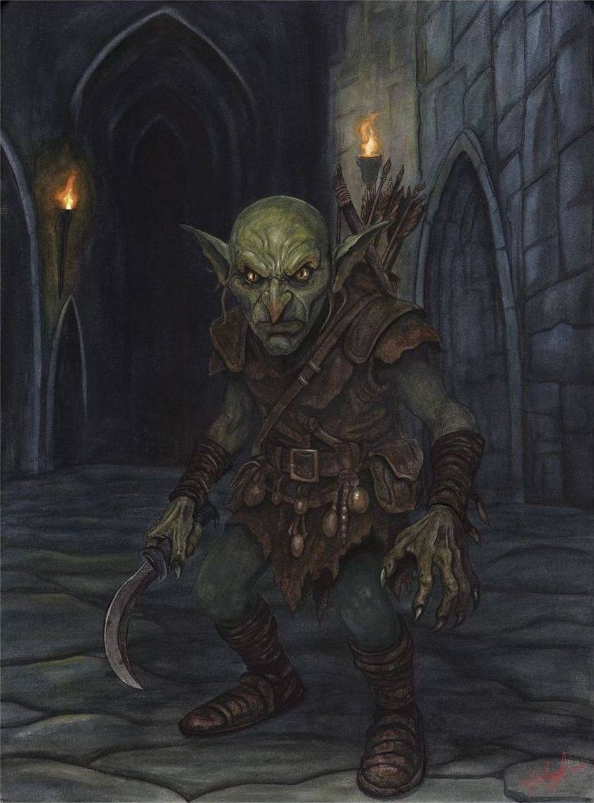 The Goblin, an original fantasy watercolor painting by Michael Lombardi